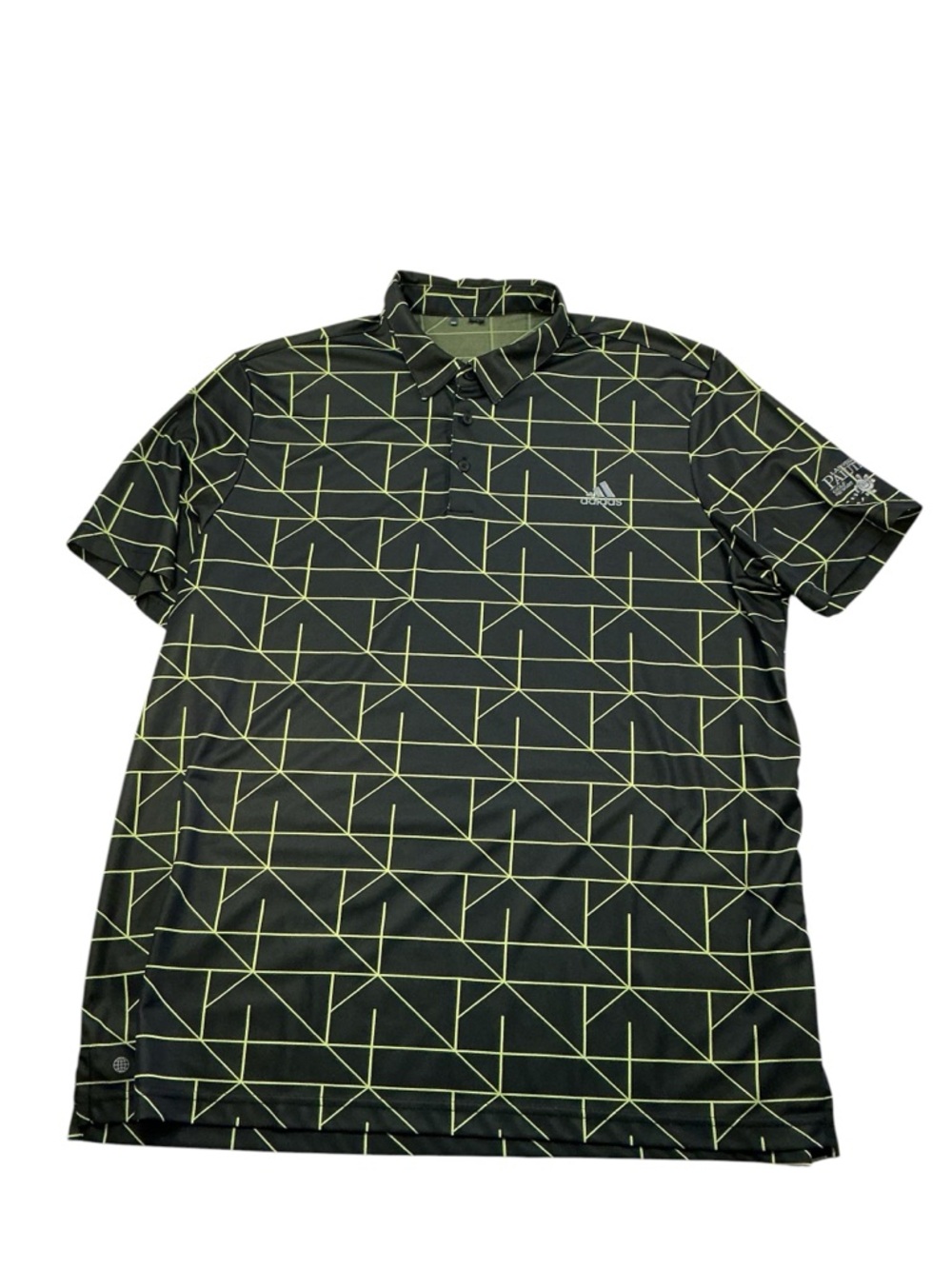 adidas Black Polo with Lime Green Geometric Lines Golf Shirt Sz. XXL